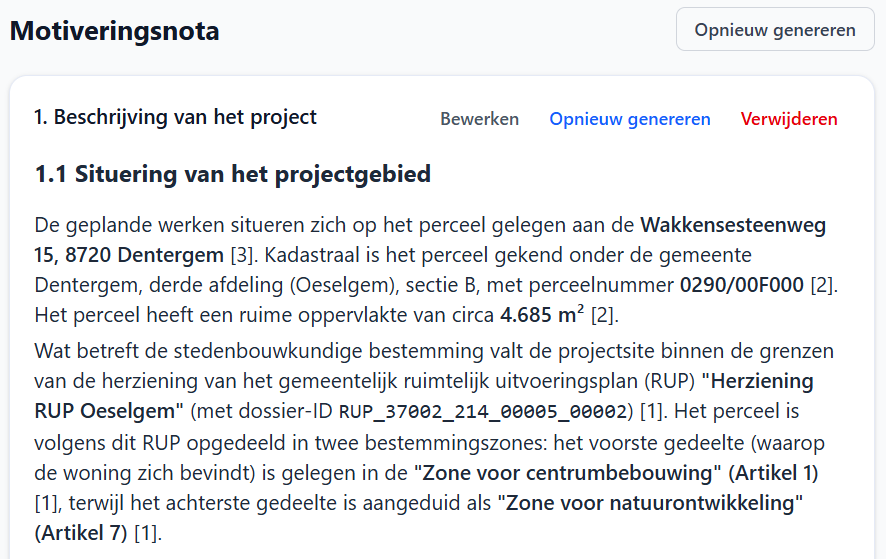 Documenten en motiveringsnota's in PermiPro